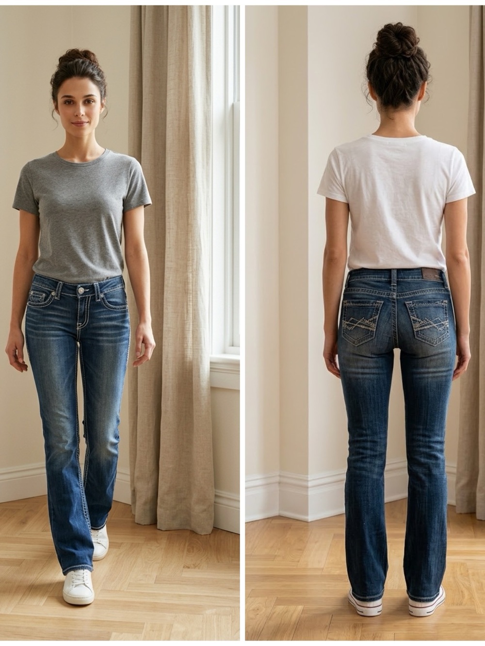 BKE Stella Women's 25R Bootcut Stretch Jeans in Blue Wash BKC2100R Embroidery